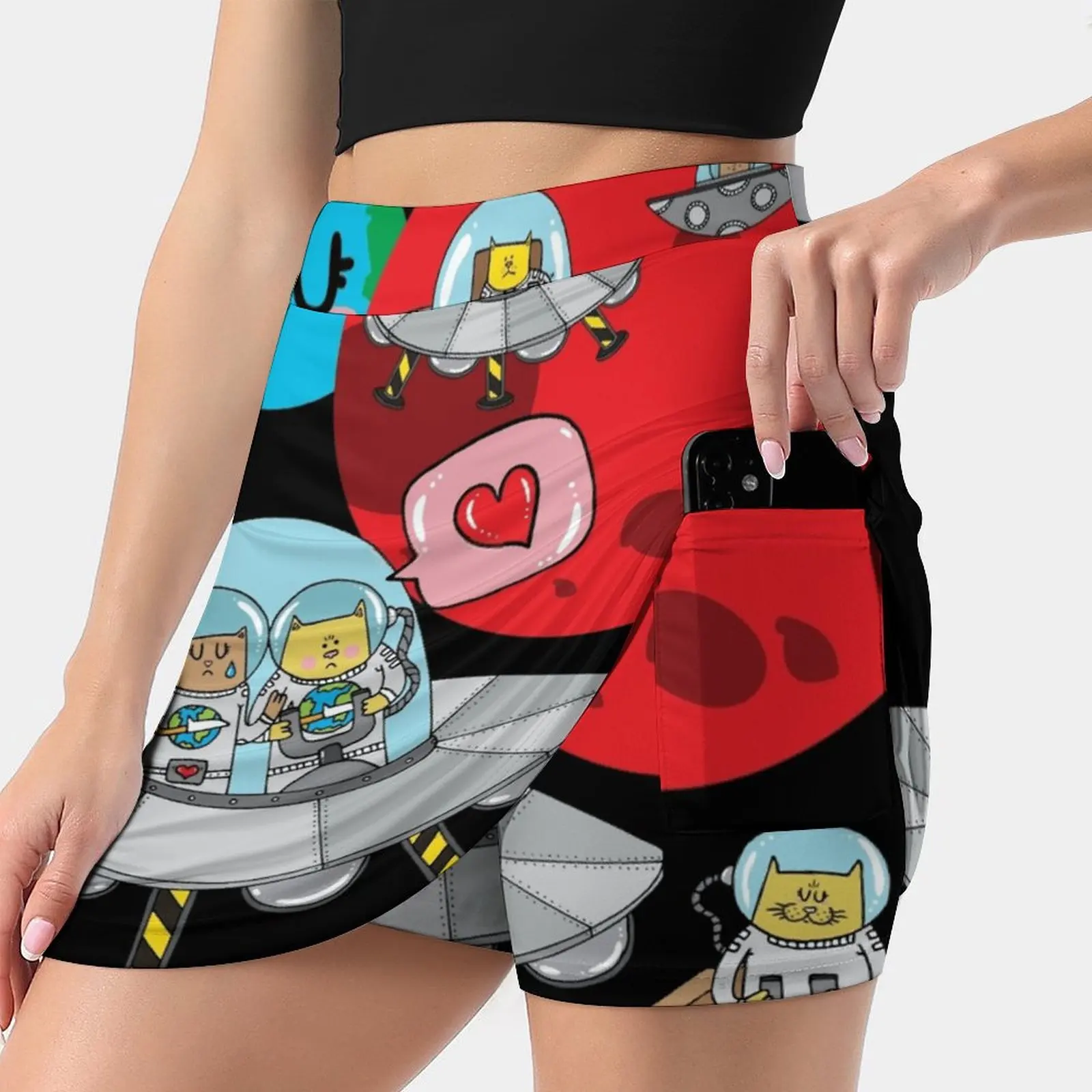 

Space Cats Women's skirt Sport Skort Skirt With Pocket Fashion Korean Style Skirt 4Xl Skirts Cats Space Cats Kitty Astronaut