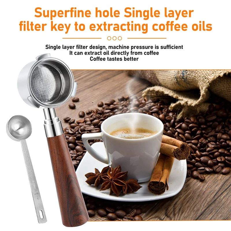 A58E-бездонный фильтр 51 мм, держатель бездонного фильтра для кофе для кофемашины, держатель нижнего фильтра для кофе с ложкой