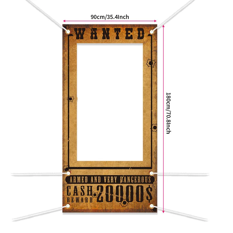 Western Cowboy Theme Party Photo Frame Props Wanted Reward Photo Fun Frame