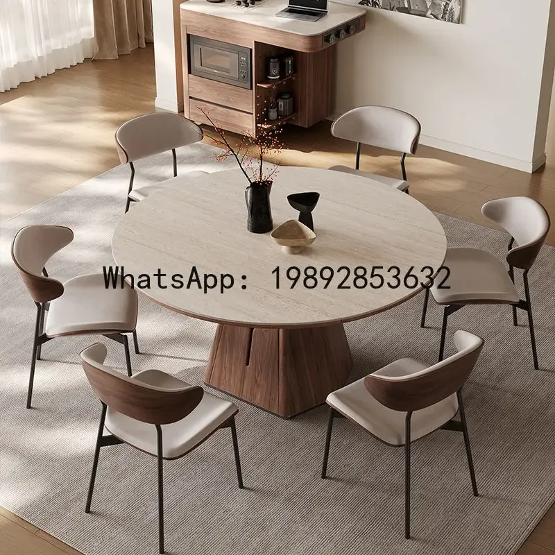 H5.18 multifunctional folding extendable square/round solid wood dining table - vintage style kitchen home table