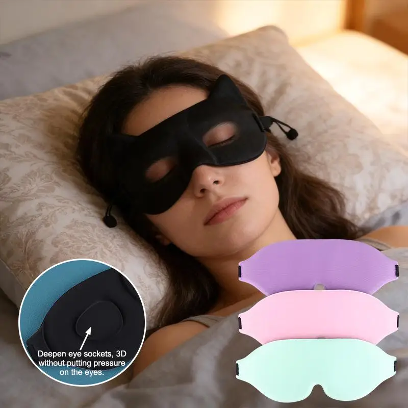 New 3D Sleeping Eye Mask Soft Skin-Friendly Breathable Light Blocking Eye Cover Travel Rest Lunch Break Blockout Light Eyeshade