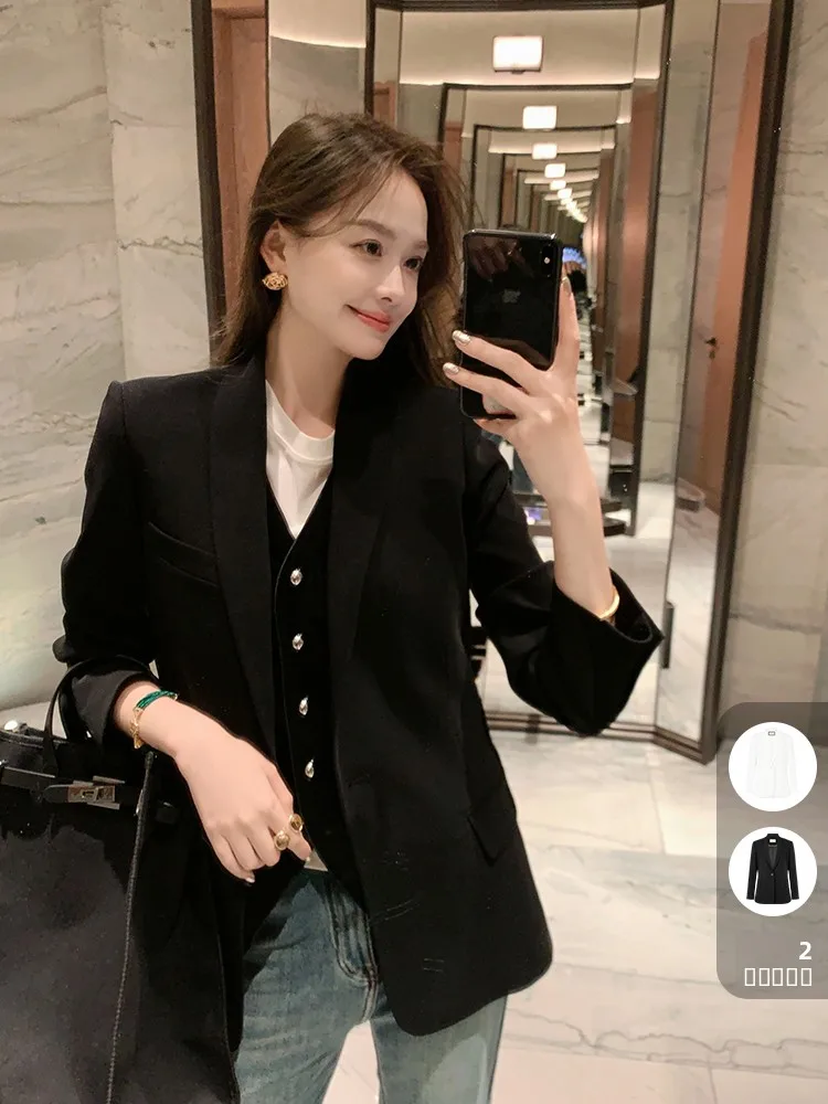 

Meiyang Summer Cool No.2 Suit Cheered oulder Padded Collar One Button Western Sle Coat Women's Busin Casual Fas...