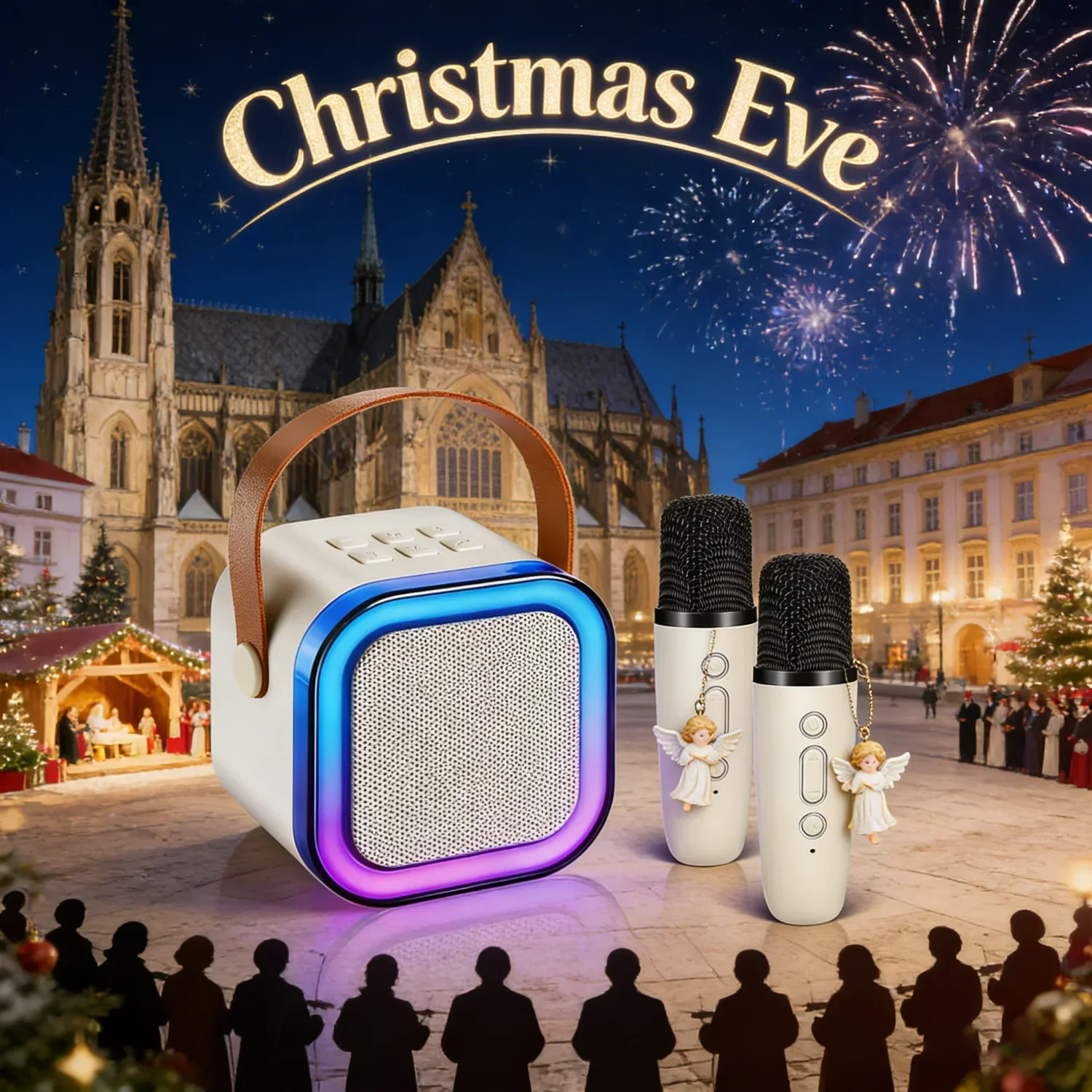 

Портативная домашняя караоке-машина КТВ! 2 беспроводных микрофона RGB Hi-Fi динамик Bluetooth 5.3, идеальный подарок на день рождения для ребенка