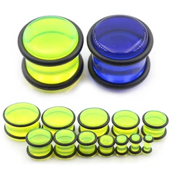 Alisouy 2PCS Solid Yellow Blue Acrylic Transparent Taper Ear Tunnels Plugs Flesh Expander Stretcher Gauges Piercing Body Jewelry