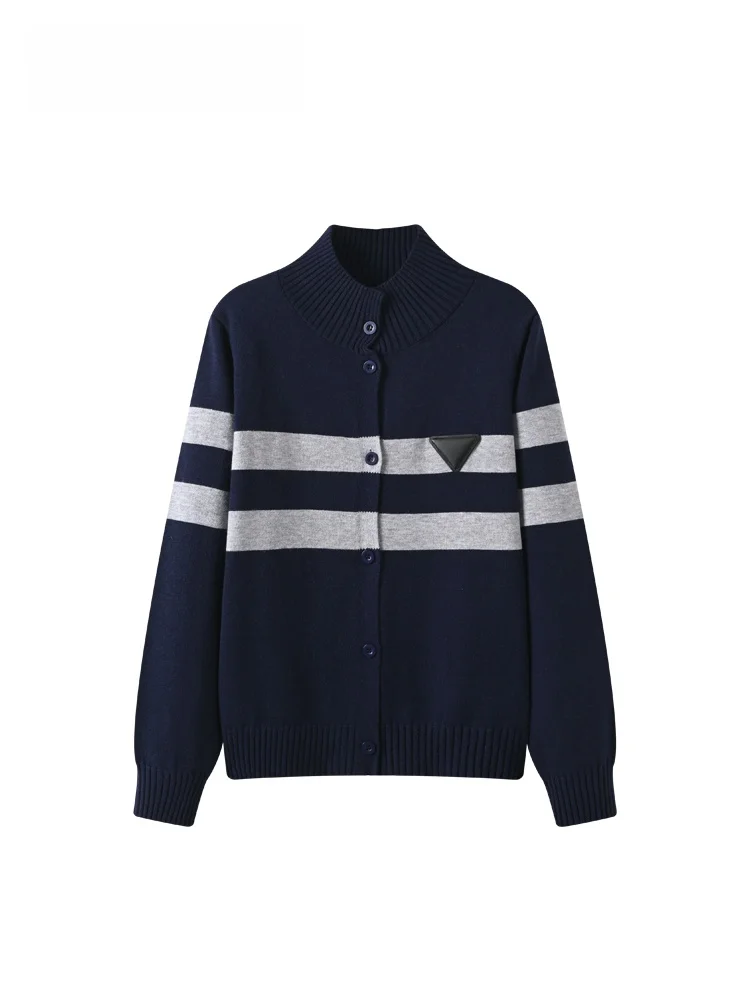 

Женский вязаный свитер большого размера с высоким воротом и длинными рукавами, зимний, новый, приталенный, в полоску, повседневный, удобный, из полиэфирного волокна