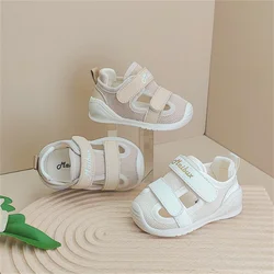 2024 New Summer Baby Shoes Mesh Breathable Girls Sandals Closed Toe Soft Bottom Fashion Toddler Boys Shoes.