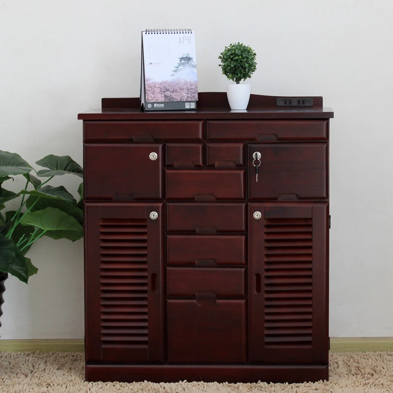 Solid wood office documents Multi-bucket with power supply Multi-function with lock desk Telephone desk Storage floor cabinet