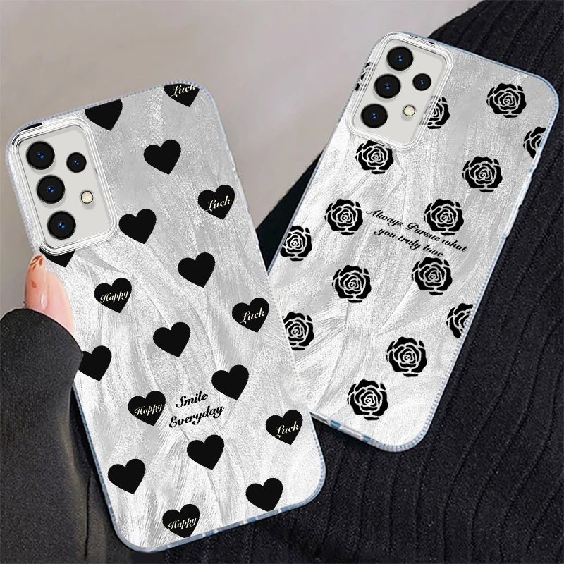 

Black Rose Love Printing For Samsung A73 A72 A71 A55 A54 A53 A52 A51 A35 A34 A32 A13 A12 A05 A04 5G Feather Yarn Soft