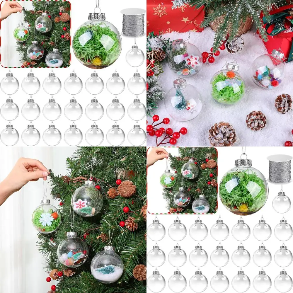 

100pcs 3.15 Inch Clear Fillable Christmas Ornament Balls with Rope for DIY Craft, Xmas, Wedding, Party Decor