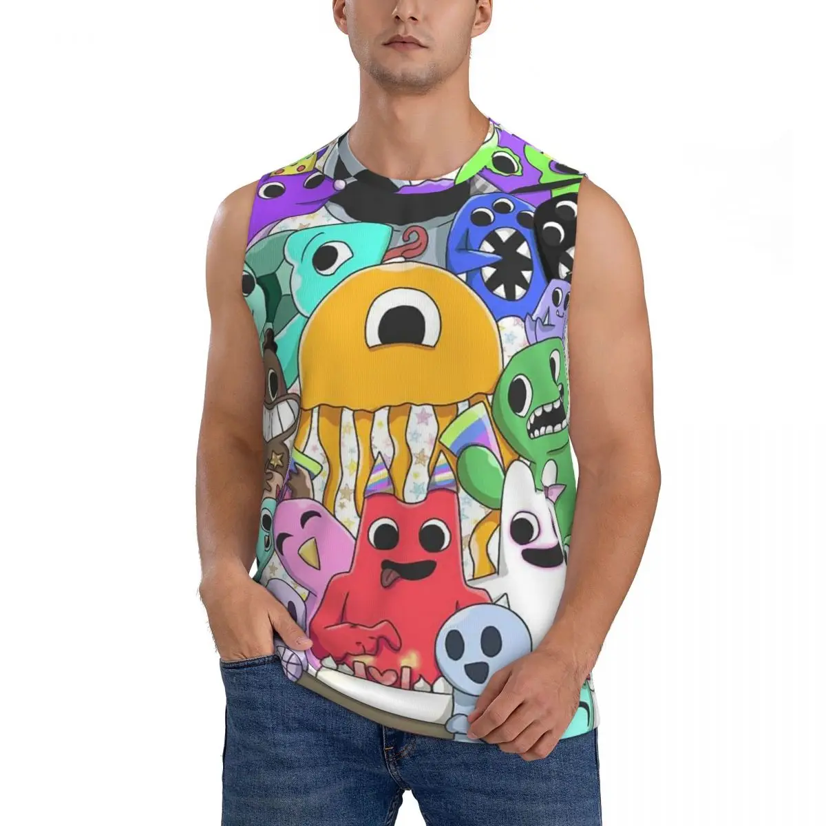 Cartoon Garten Of Banban Men Sleeveless Tank Tops Quick Dry Breathable Gym Fitness Running Summer Casual Sport Vest