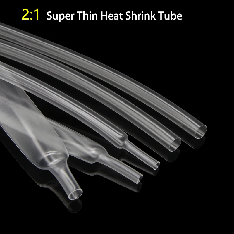 1/5m Super Thin Heat Shrink Tube Clear 1~ 20mm Flexible Earphone Line Heat Shrinkage Tube Cover Audio Cable Sleeve Sheath Wrap