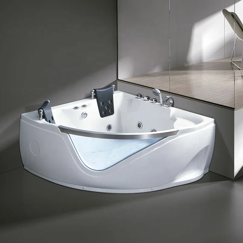 Hot Sale Acrylic Material Freestanding Corner Bath Tub Air Spa Jet Whirlpool Massage Bathtub