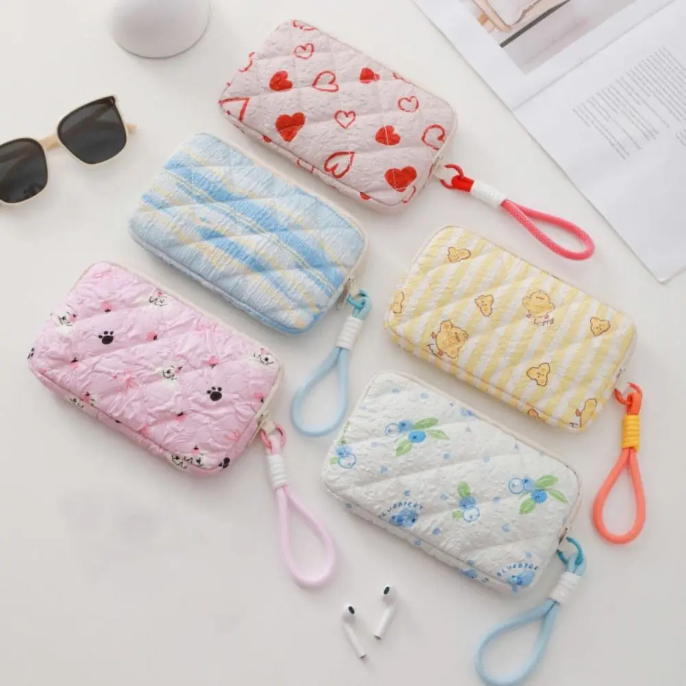 Nuovo portamonete con stampa di cartoni animati di grande capacità con borsa per cuffie con cordino