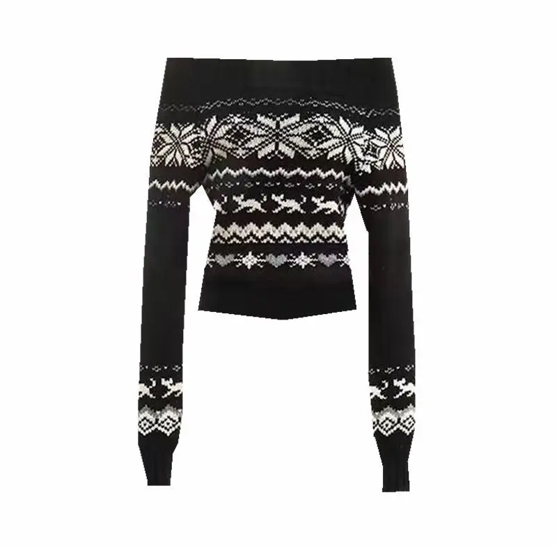 

Винтажный свитер Subculture, женский свитер с вышивкой, фестивальная атмосфера, Harajuku y2k, вязаный топ, каваи, эстетический милый женский свитер