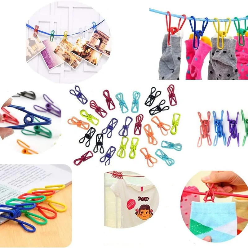 10 Stück Metall clip Tasche Clips Papier halter Klemmen Utility beschichtete bunte Versiegelung clips Wäscheleine Clip Pins für Wäsche hängen