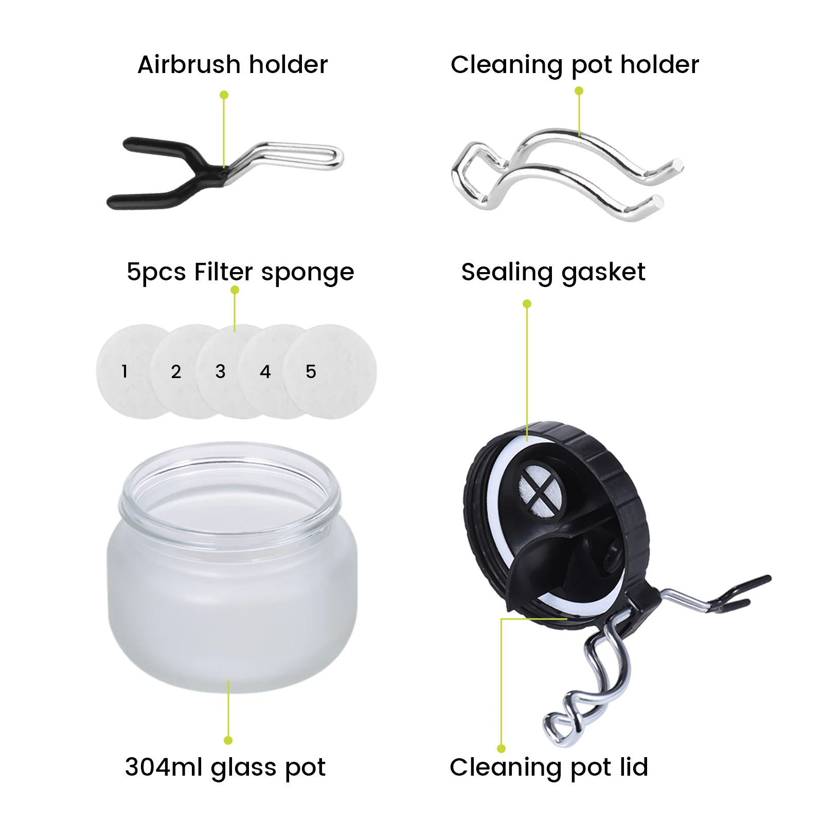 0.2/ 0.3/0.5mm Airbrush Glass Cleaning Pot Air Brush Holder Clean Paint Jar Bottle Spray Gun Wash Tools Needle Nozzle Brush Set