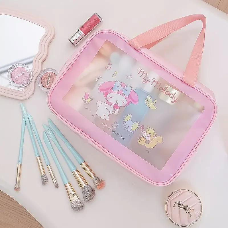 Sanrio Kuromi My Melody Anime Kawaii Makeup Bag Cute Ins Cinnamoroll borsa da viaggio portatile borsa dolce di grande capacità regali per bambini