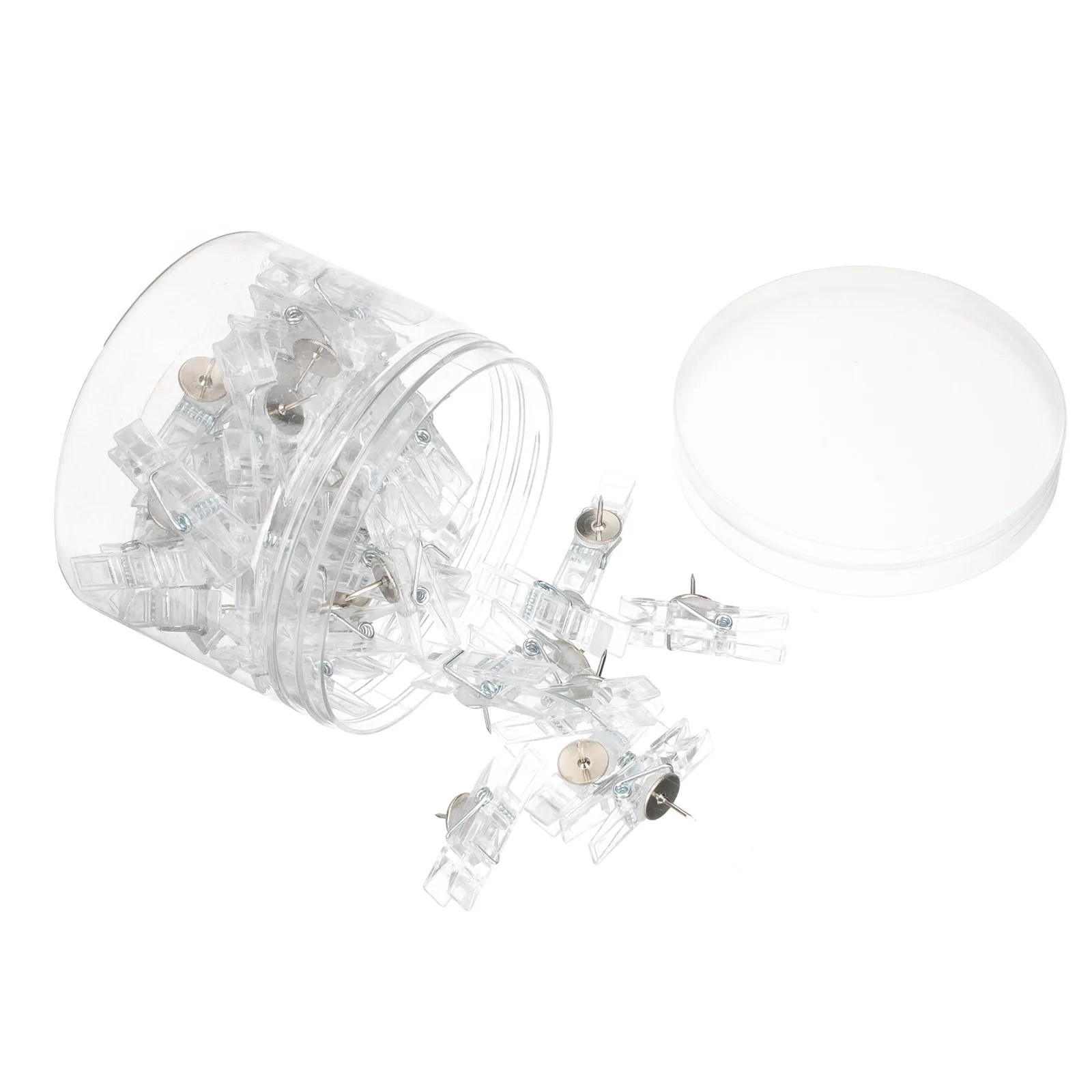 

50Pcs Transparent Push Pins Plastic Clip Multi-Function Picture Clips for Photo Wall Cork Boards Home Office Supplies