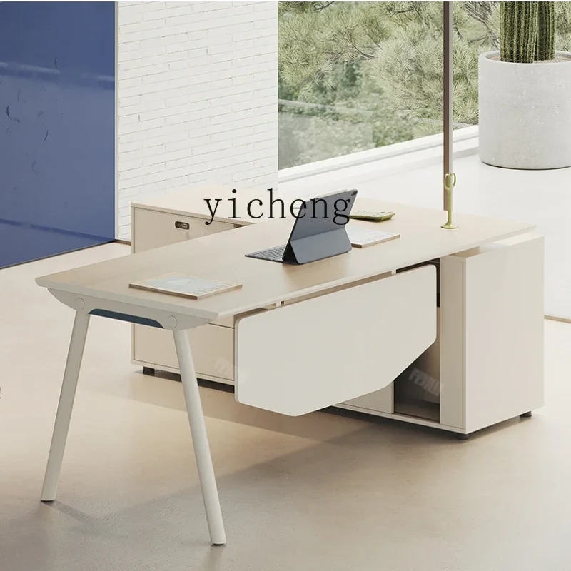 

Tqh Simple Modern Female Manager Office Supervisor Designer Model Light Luxury Office Desk and Chair Combination