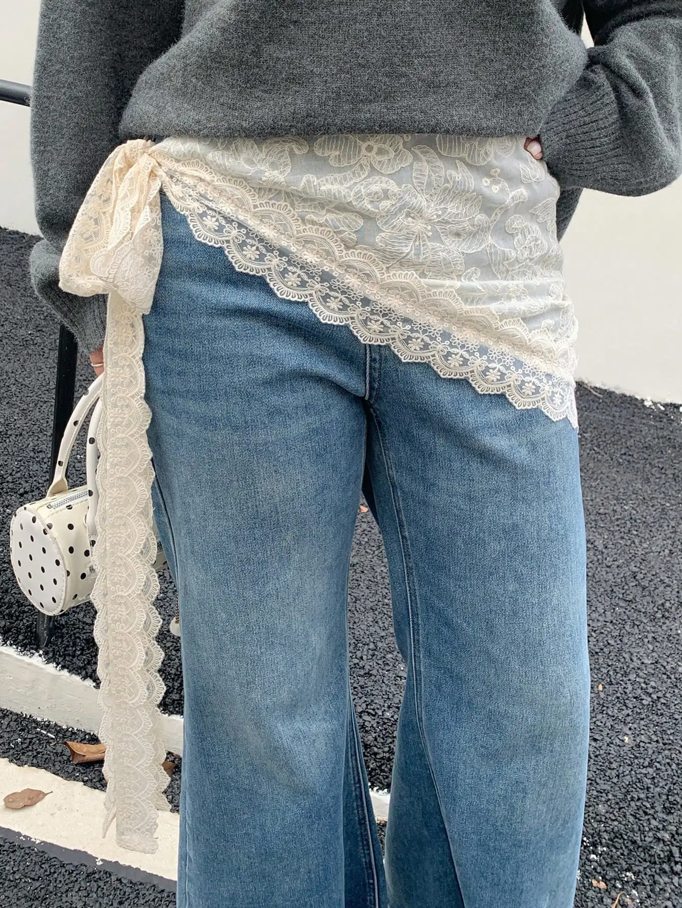 

Асимметричный кружевной накидной жилет с завязками на талии для женщин, повседневный многослойный элемент для больших размеров, на все сезоны