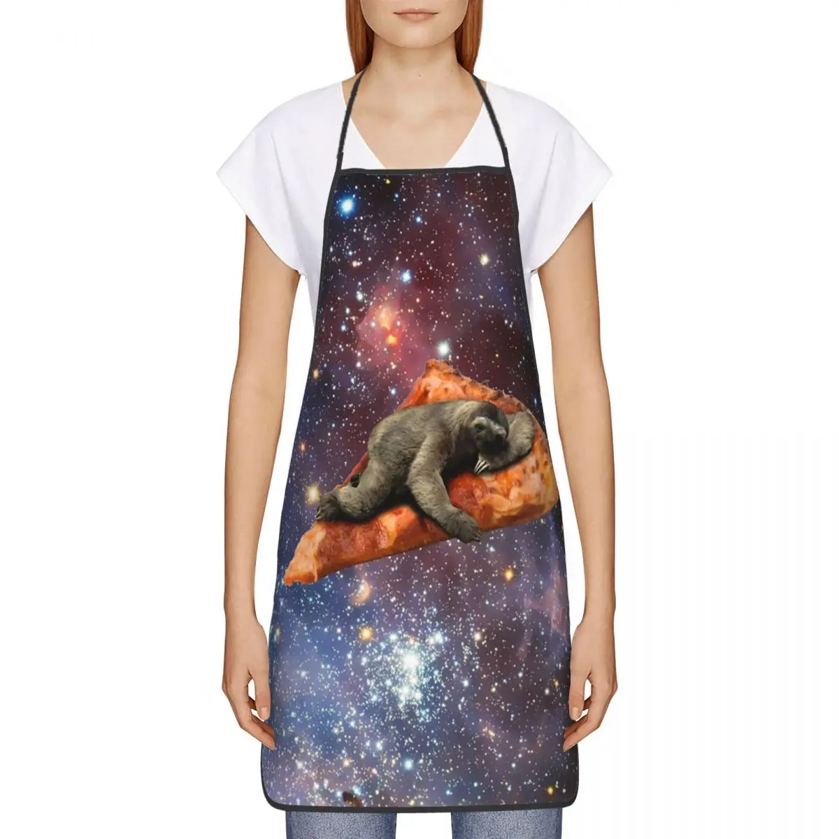 Unisex The Space Pizza Sloth Apron Kitchen Chef Cooking Baking Bib Men Women Galaxy Animal Tablier Cuisine for Gardening