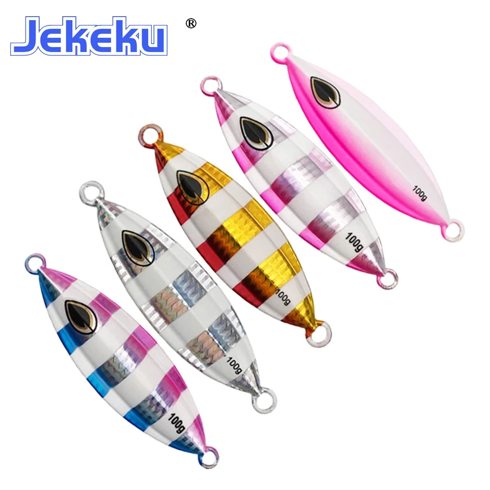 

JEKEKU NEW 5pc Slow Jigging Metal Lure 40g 60g 80g 100g 150g 200g Saltwater Metal Fishing Lure Artificial Bait Cast Bait Fishing