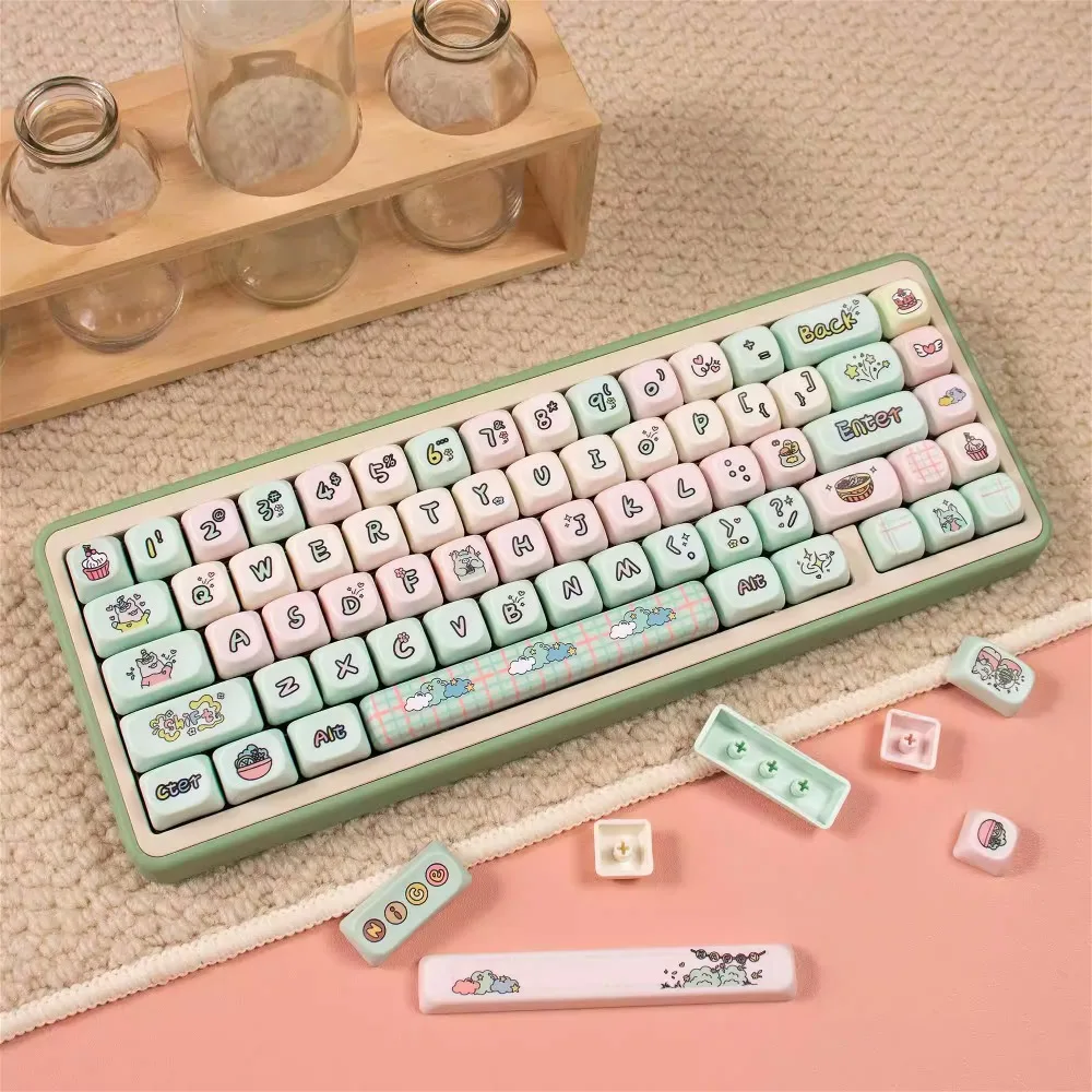 135 key MOA height PBT sublimation keycap, strawberry milk ** cartoon theme Wooting/tarantula