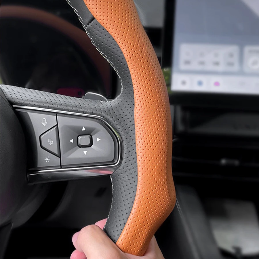 5D NAPPA Premium Car Steering Wheel Cover For BYD Qin Plus Qin Pro Seal 5 Song Plus Song Max Breathable Non-slip Booster Covers 4