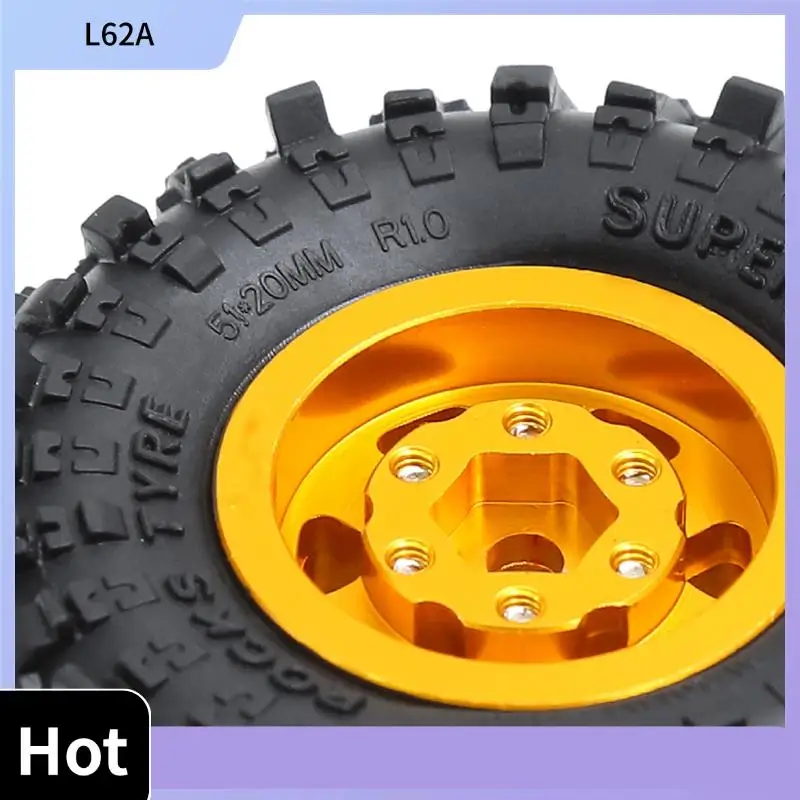 

L62A For 1/18 TRX4M SCX24 RC Crawler Car Upgrade Parts- 4Pcs 63Mm 1.0" Metal Beadlock Wheel Tire Set