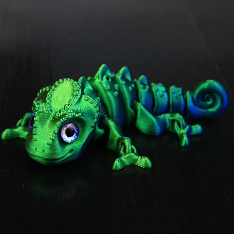 

3D Printed Chameleon Creative Movable Chameleon Figurines Fidget Toys 3D Printed Toys Home Decor Desktop Ornament for Gifts