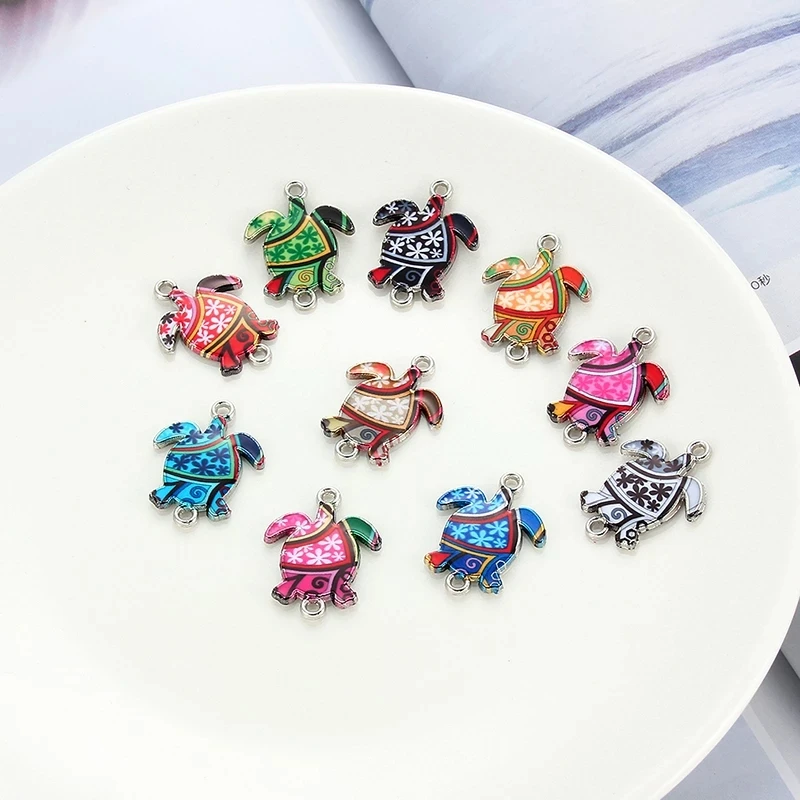 New Arrival 10 Pcs Mixed Color Drop Oil Elephant Unicorn Bear Bee Connector For Girls DIY Necklace Bracelet Jewelry