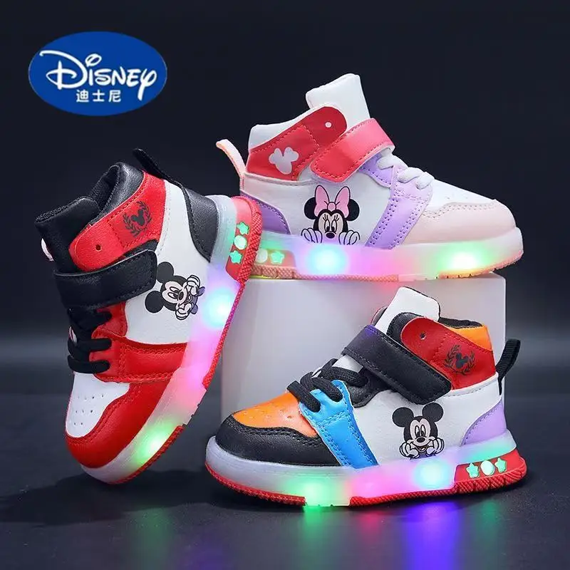 

Disney Kids' High-Top Sneakers - Non-Slip & Breathable for School, Cartoon Flat Sole with Ankle Support