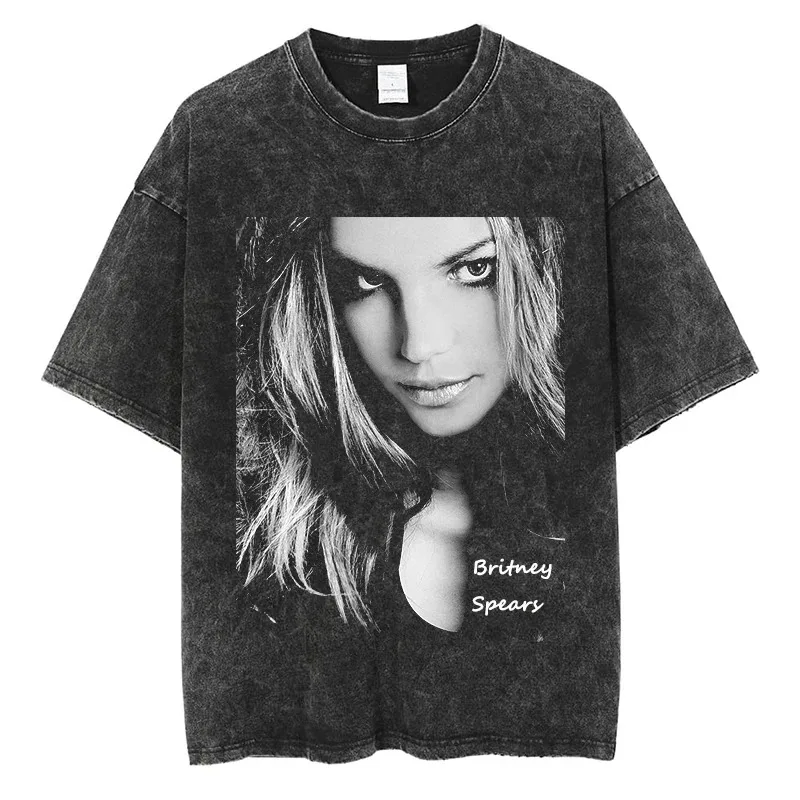 Singers Britney Spears Graphic T-shirt Music Cover Print Tees Quality Cotton Vintage Oversized Short Sleeve Men Women Streetwear