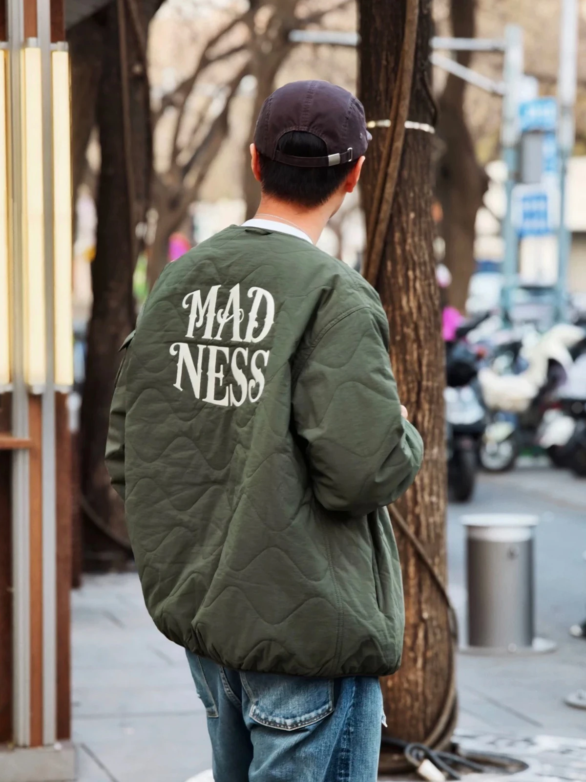 

Мужской свободный джерт из поли-хлопка MADN 25AW с хлопковой вышивкой, молодежный модный теплый вариант, обычный све на одной пуговице