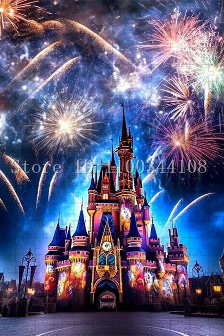 Disney Castle Jigsaw Puzzle 300/500/1000 Pezzi Fuochi D'artificio Paesaggio Puzzle Genitore-Figlio Gioco di Intelligenza Interattivo Giocattoli