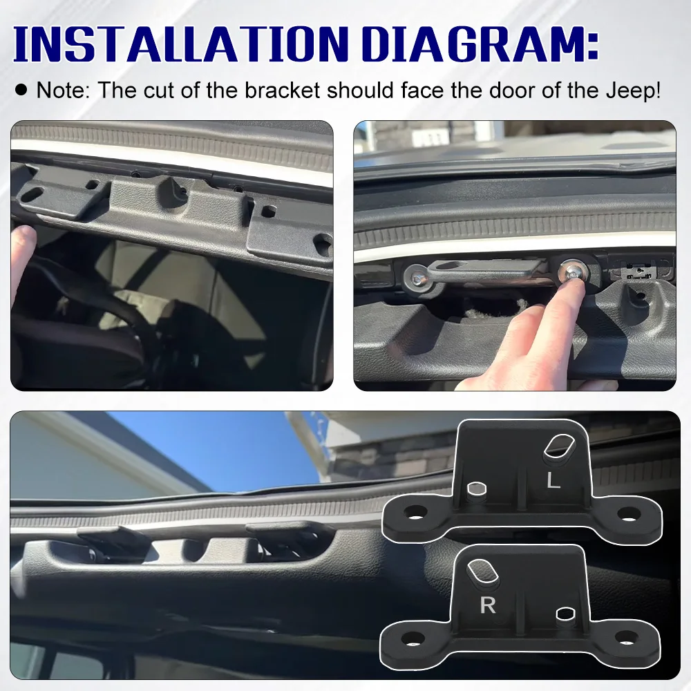 Off-Road Hard Top Stabilizer Brackets For Jeep Wrangler JL JT 18-24 Soft Top Hardtop Installation