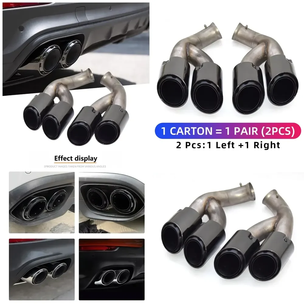 【Durable Practical Daria】 DEX Car Exhaust Tip for Cayenne 958.2 2015-2017 SS304 Muffler Exhaust Quad Nozzle Dual