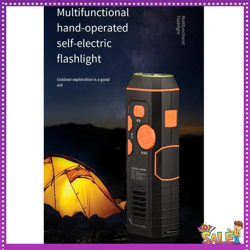AA87 Multifunctional Hand Crank Flashlight Dynamo Forhiking Camping Hand Crank Dynamo Powered Emergency LED Flashlight