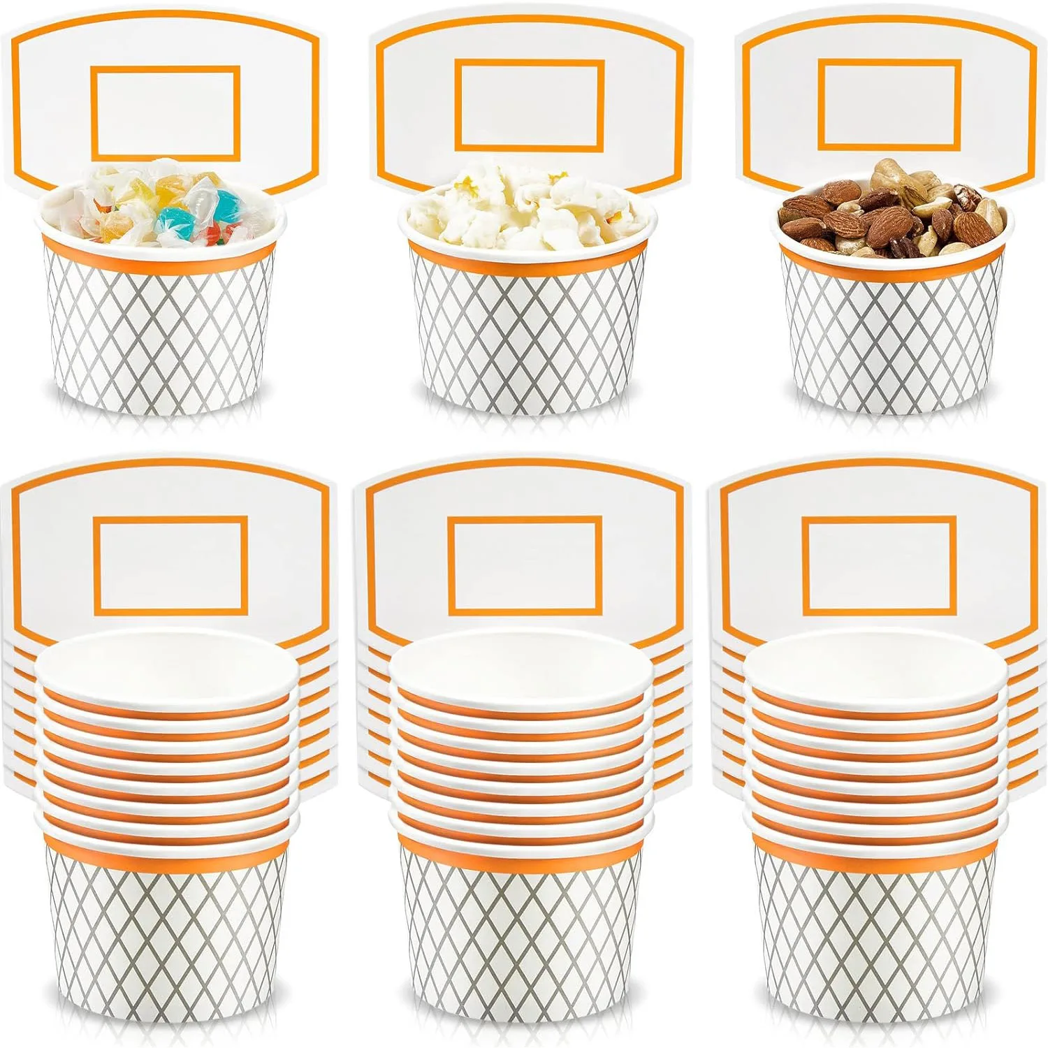 10 Pcs Basketball Hoop Snack Cups Basketball Party Decorations Paper Basketball Party Supplies