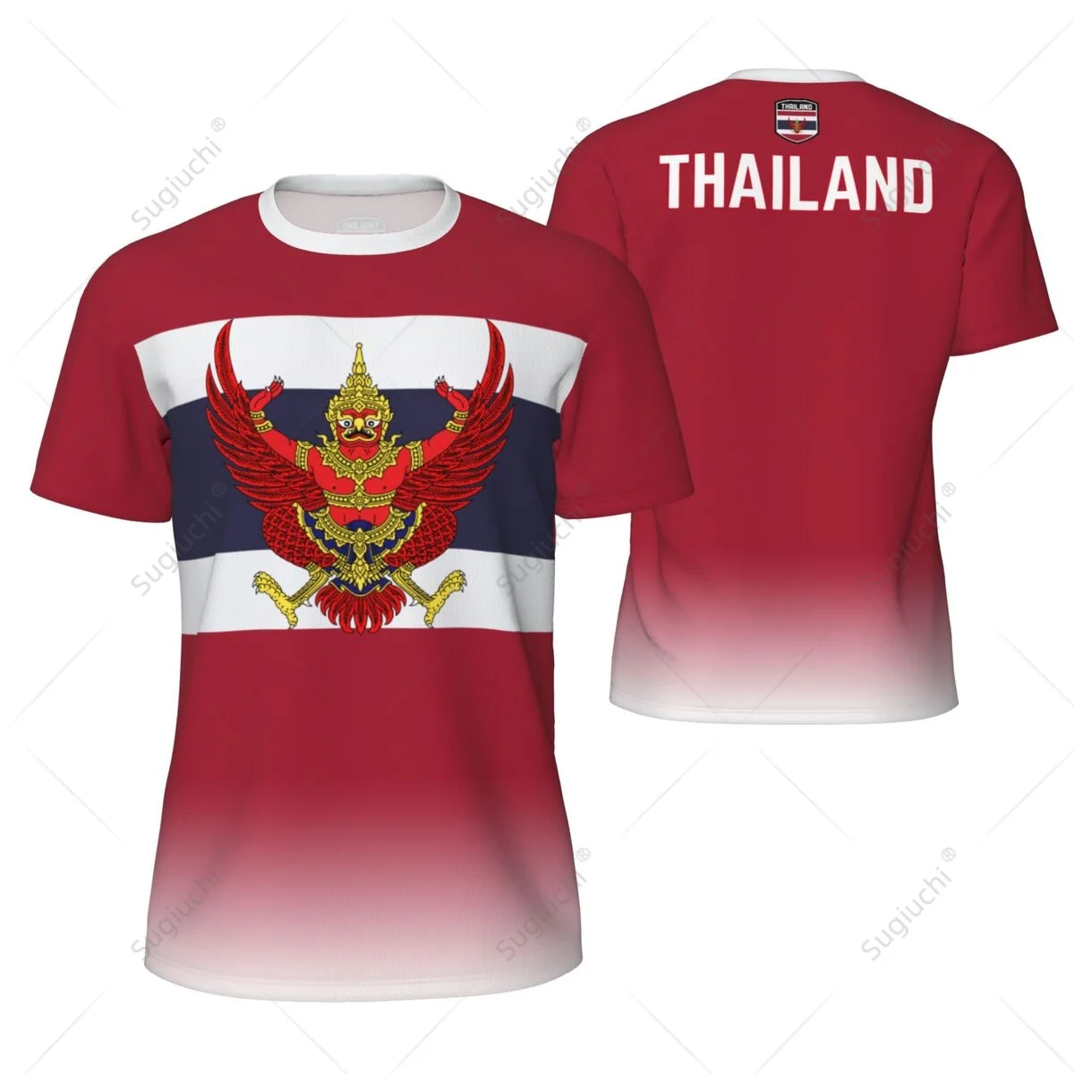 เสื้อยืดผ้าตาข่ายกีฬาไทยธงสำหรับวิ่งจักรยานฟุตบอลเทนนิสฟิตเนสเสื้อยืดพิมพ์ลายได้3D