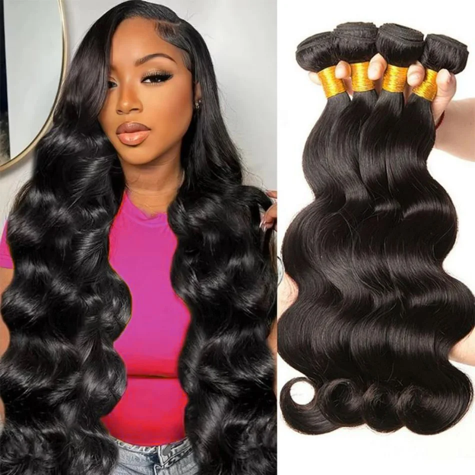 

Необработанные девственные бразильские пучки человеческих волос Объемная волна 1/3/4 Пучки наращивания волос Класс Remy Пучки человеческих волос 10-32 дюймов