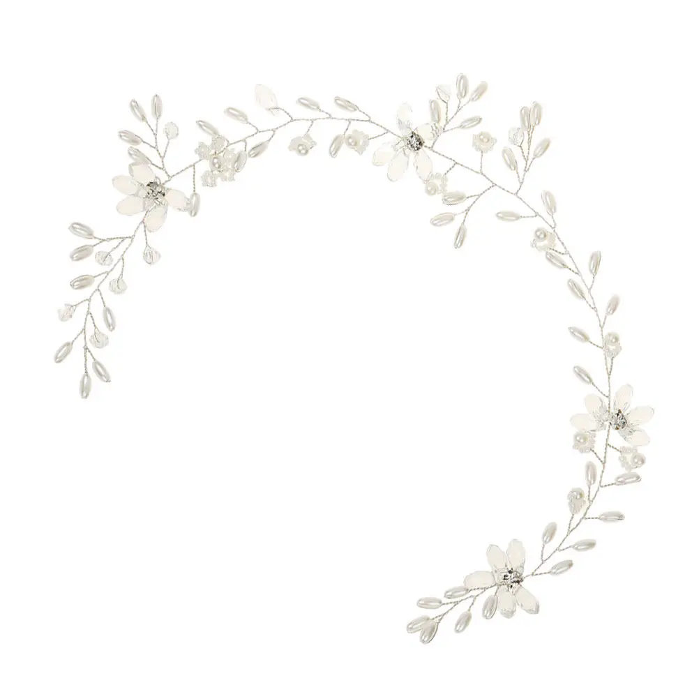 

Жемчужная хрустальная повязка на голову с цветами, свадебное украшение для волос, романтический аксессуар для невесты и подружек невесты, обруч для волос невесты