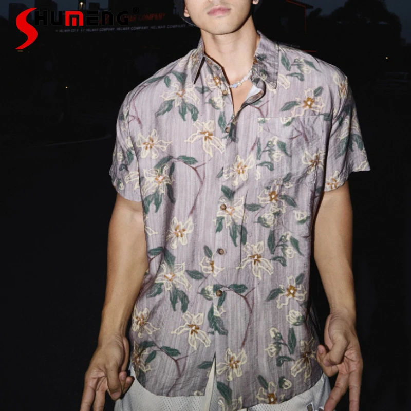 

Fashion Lapel Shirts Men's 2026 Summer Comfort Breathable Tops Male Handsome Elegant Stylish Unique Short-sleeve Printed Shirts