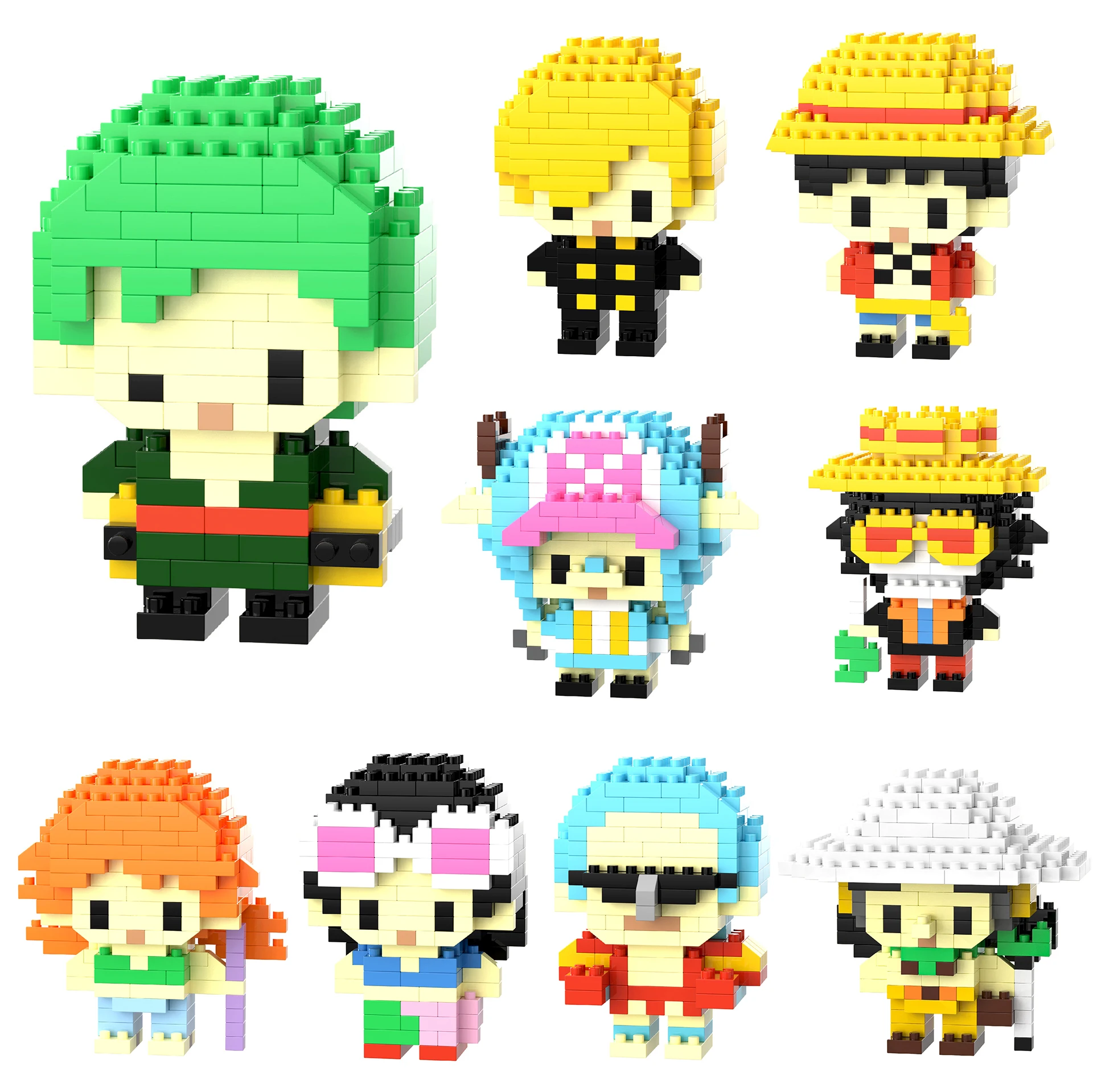 New One Piece Building Block Toys Luffy Zoro Cartoon Character Building Assembled Toys for Children Gifts 3D Puzzle Toys Gifts