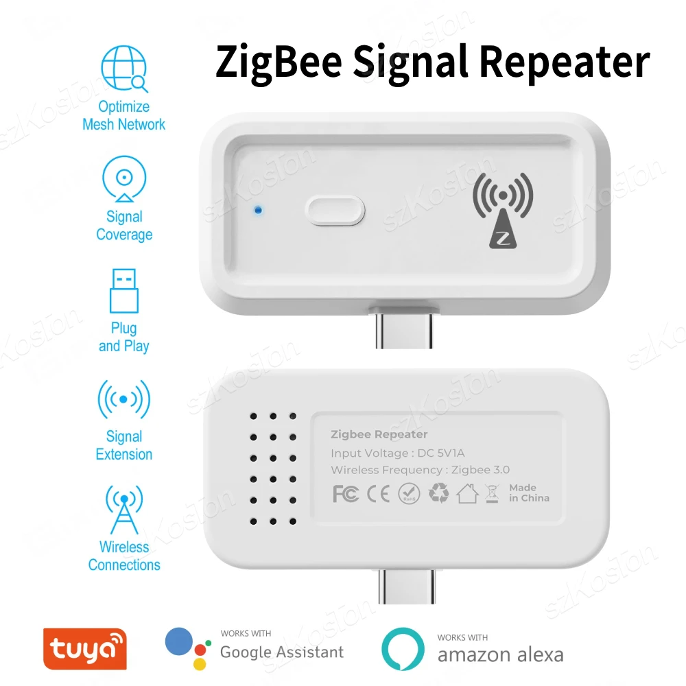 

Tuya Smart Home Zigbee Repeater Type-C Smart Extender Signal Expansion Transmission Repeater Gateway Wireless Bridge