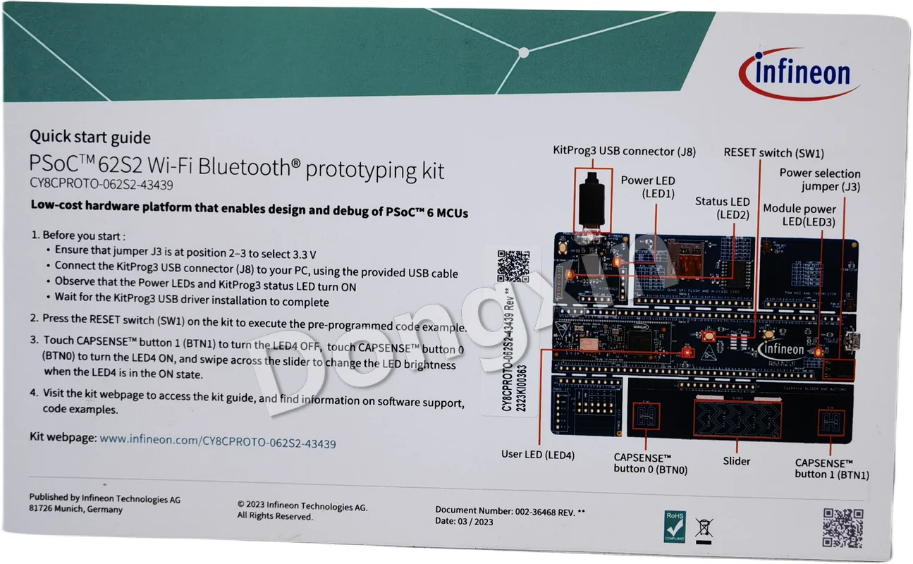 CY8CPROTO-062S2-43439 PSoC 62S2 Wi-Fi Bluetooth, prototype development kit