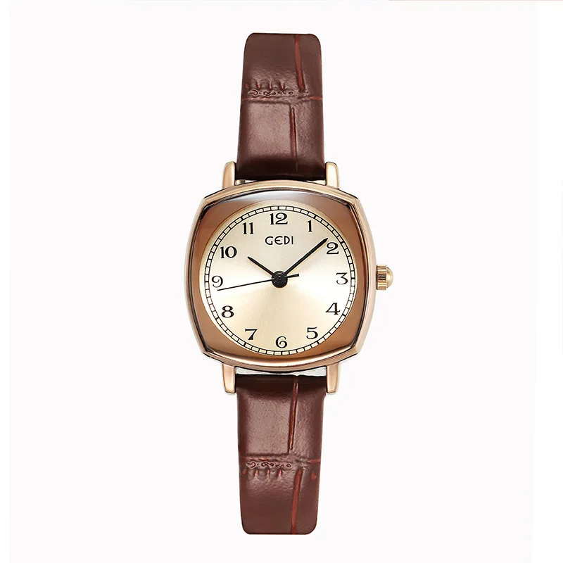 

Ретро квадратный компактный циферблат, корейская версия, простой модный ремень, студенческие кварцевые часы