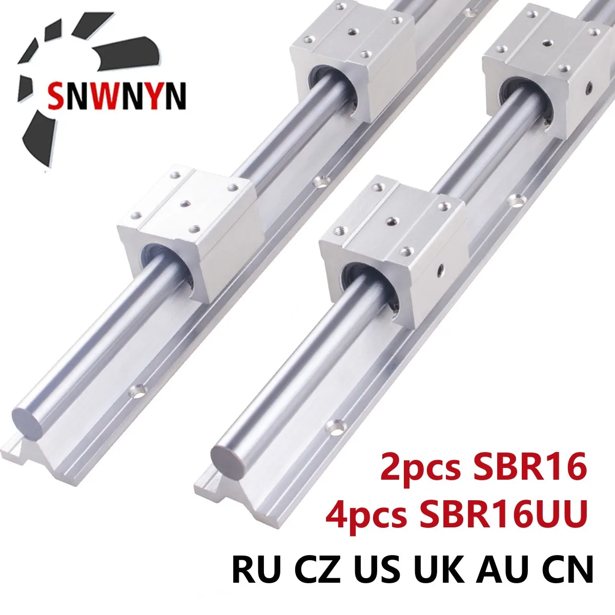 2pcs SBR16 Linear Rail Guide D16 300 400 500 600 1000 1200 1500mm Fully Slide Support +4pcs SBR16UU Linear Bearing Block For CNC