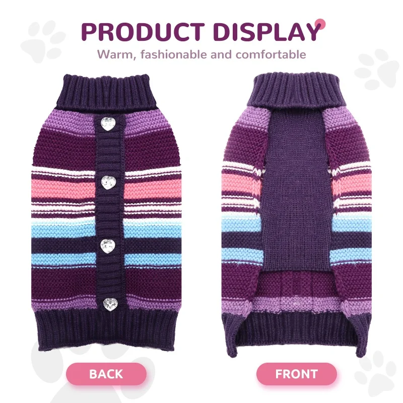 Fashion Dog Knitted Clothes Winter Warm Dog Sweater Christmas Puppy Costumes Cute Print Cat Turtleneck Chihuahua Pet Pullovers