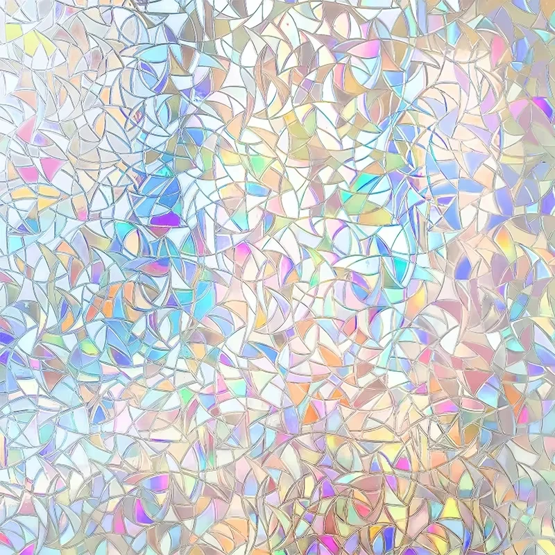 Window Privacy Film Stained Glass Decorative Static Cling, Removable Laser Sun Blocking Vinyl Covering,Window Film for Home